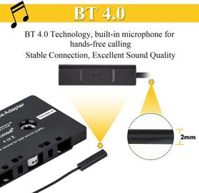 img 2 attached to 🚗 CICMOD Car Audio Cassette Adapter Tape BT4.0 Aux Receiver for iPhone iPod Android Samsung Black: Enhanced Sound Quality and Bluetooth Connectivity