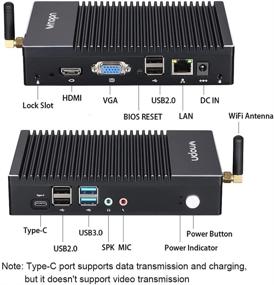 img 3 attached to 🖥️ Безвентиляторный мини-ПК Vnopn на базе AMD A6 1450 (до 1,4 ГГц) - лицензия Windows 10 Pro, 8 ГБ DDR3/128 ГБ SSD промышленный малогабаритный компьютер с двойным дисплеем, гигабитным Ethernet, WiFi, Bluetooth, автоматическим включением питания, включением по локальной сети.