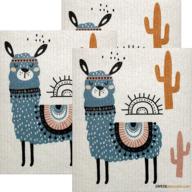 🦙 blue llama set of 3 swedish dishcloths: eco-friendly sponge cloth - a sustainable paper towel alternative logo