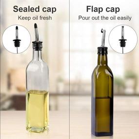 img 1 attached to 🍶 CLXZTHYO 500ml Dark Green and 520ml Transparent Olive Oil Dispenser Bottle Set for Kitchen, with Brush, Funnel, Pour Spouts, Labels - Oil and Vinegar Bottles (2 PCS)