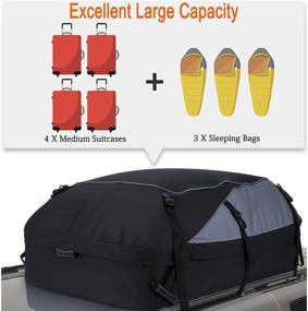 img 3 attached to 🚙 Waterproof 20 Cubic Car Cargo Roof Bag - Heavy Duty Car Top Carrier - Easy Install Soft Rooftop Luggage Carrier with Wide Straps - 20 Cubic Feet (Thickened Version)