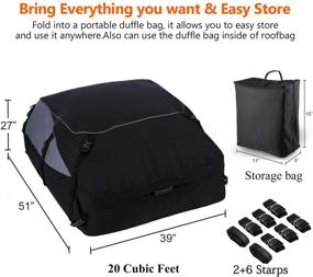 img 1 attached to 🚙 Waterproof 20 Cubic Car Cargo Roof Bag - Heavy Duty Car Top Carrier - Easy Install Soft Rooftop Luggage Carrier with Wide Straps - 20 Cubic Feet (Thickened Version)
