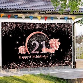 img 1 attached to 🌹 Rose Gold 21st Birthday Banner Backdrop Decorations for Women - Extra Large 21st Birthday Party Poster Supplies, Happy 21 Year Old Birthday Decor Photo Booth Props - Suitable for Outdoor and Indoor Use