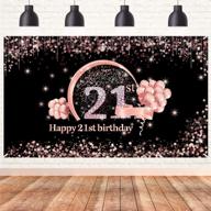 🌹 rose gold 21st birthday banner backdrop decorations for women - extra large 21st birthday party poster supplies, happy 21 year old birthday decor photo booth props - suitable for outdoor and indoor use logo