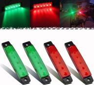 pseqt 3.9'' led boat navigation strip lights: waterproof bow and stern deck cockpit light kit for 12v pontoon kayak yacht sailboat - 2 red, 2 green логотип