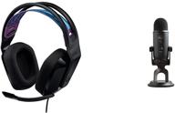 logitech g335 headset + blue yeti blackout usb microphone gaming streamer bundle logo