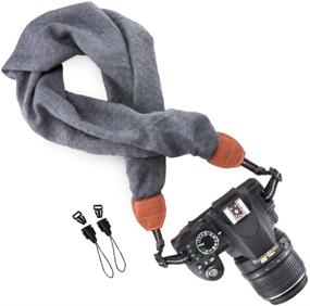 img 4 attached to 📷 Wolven Soft Scarf Camera Neck Shoulder Strap Belt - Ideal for DSLR/SLR/Digital Camera (DC) / Instant Camera & More, Grey