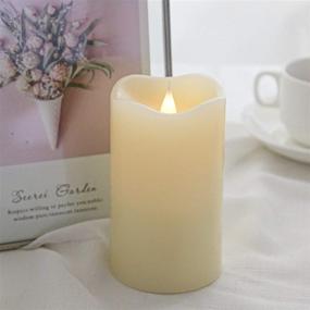 img 2 attached to Enhance Your Christmas Decor with the 3D Moving Flame LED Candle: Timer, Pillar Flameless Candle - 3x5 Inch, Ivory