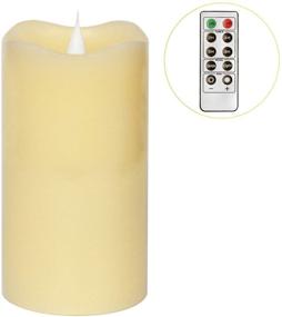 img 4 attached to Enhance Your Christmas Decor with the 3D Moving Flame LED Candle: Timer, Pillar Flameless Candle - 3x5 Inch, Ivory