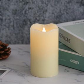 img 1 attached to Enhance Your Christmas Decor with the 3D Moving Flame LED Candle: Timer, Pillar Flameless Candle - 3x5 Inch, Ivory