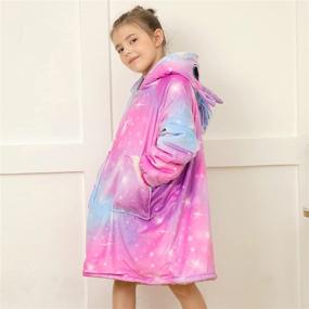 img 3 attached to 🦄 Girls Kids Purple Unicorn Castle Hoodie Blanket Sweatshirt with Pocket - Oversized Wearable Blanket