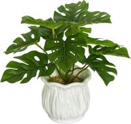 🌿 artificial monstera deliciosa plant - tabletop chess plants for home office decoration - 9.5" tall - ships in white ceramic planter by besamenature логотип