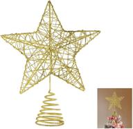 🌟 gold glittered metal hallow tree star topper - unomor christmas star - unique 8-inch design (base not included) - perfect for various sized christmas trees логотип