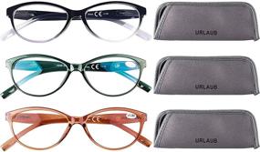 img 3 attached to 😎 URLAUB Women's Blue Light Blocking Reading Glasses - 3 Pack for Computer Use, Anti Glare & Eyestrain Relief with Spring Hinge