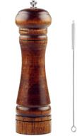 oak wood pepper mill or salt mill with adjustable ceramic rotor - 8 inch tall - premium wooden grinder with cleaning brush - easily refillable & best kitchen tool logo