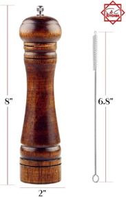 img 3 attached to Oak Wood Pepper Mill or Salt Mill with Adjustable Ceramic Rotor - 8 inch Tall - Premium Wooden Grinder with Cleaning Brush - Easily Refillable & Best Kitchen Tool