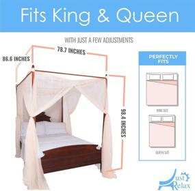 img 1 attached to 🛏️ Elegant Beige Four Corner Post Decorative Bed Net Canopy Set for Full/Queen/King Size, Dimensions 86.6x78.7x98.4 Inches