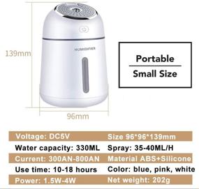 img 3 attached to g-JACK Humidifiers: USB Power Supply, 330ml Ultrasonic Cool Mist for Bedroom - Portable Mini USB Humidifier for Desktop Office with Fan, LED Light, Quiet Operation (White)
