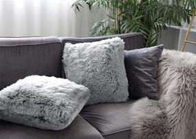 img 1 attached to 🛋️ Роскошные серо-омбре чехлы для декоративных подушек из искусственного меха - Набор из 2 шт для дивана или кровати | Декор Uhomy Home 18x18 дюймов