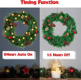 img 3 attached to 🎄 Myouth 24 Inch Pre-lit Christmas Wreath with Flocked Mixed Decorations and 50 LED Lights - Perfect Winter Xmas Ornaments for New Year Holiday