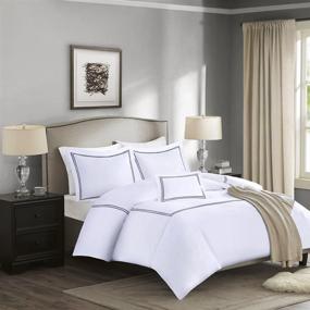 img 3 attached to 🛏️ Madison Park Signature Luxury Collection: 1000 Thread Count Embroidered Cotton Sateen 5 Piece Down Alternative Comforter Set - Full/Queen Black