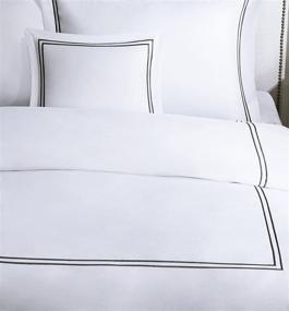 img 2 attached to 🛏️ Madison Park Signature Luxury Collection: 1000 Thread Count Embroidered Cotton Sateen 5 Piece Down Alternative Comforter Set - Full/Queen Black
