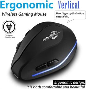 img 2 attached to ZLOT Rechargeable Ergonomic Mouse: 2.4G USB Vertical 🖱️ Wireless Mice with Adjustable DPI and 6 Buttons - Black