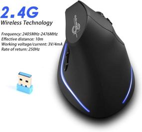 img 3 attached to ZLOT Rechargeable Ergonomic Mouse: 2.4G USB Vertical 🖱️ Wireless Mice with Adjustable DPI and 6 Buttons - Black