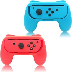 img 4 attached to 🎮 FYOUNG Hand Grips for Nintendo Switch/Switch OLED Model Controllers - Blue and Red (2 Packs), Optimized Joy Con Grip