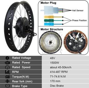 img 3 attached to 🌨️ RICETOO Electric Snow Ebike Conversion Kits - 48V 1500W BLDC Fat Tire Rear Hub Motor Wheel with LCD8S Color Display