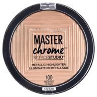 ✨ maybelline master chrome metallic highlighter powder: molten gold shade, 0.24 ounce - get your glow on! logo