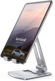 img 4 attached to 📱 Lamicall Adjustable Tablet Stand Holder - Foldable Tablet Dock, 360 Degree Rotating Desktop Tablet Mount, Compatible with iPad Pro 11 / 12.9, Mini, Air, Tabs, Kindle and Tablets Sized 4.7&#34; - 13&#34;, Silver Finish