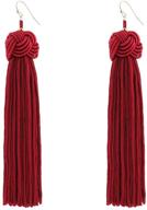 🎀 exquisite bohemian knot tassel dangle earrings: stylish long silky thread fringe drops - perfect gift for women and girls logo