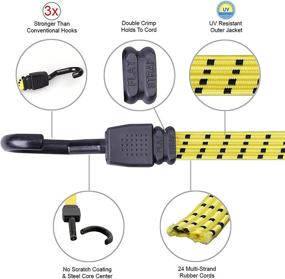 img 2 attached to 🔗 Cartman Ultra 48" Black/Yellow Flat Bungee Cord, 2-Pack - Secure and Versatile Elastic Cords for Heavy-Duty Use