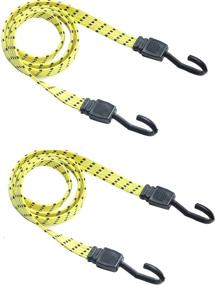 img 3 attached to 🔗 Cartman Ultra 48" Black/Yellow Flat Bungee Cord, 2-Pack - Secure and Versatile Elastic Cords for Heavy-Duty Use