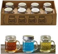 🍹 hayley cherie mason jar shot glasses - leak-proof lid (set of 8) - mini shooter glass with handles - 2oz capacity - ideal for drinks, favors, desserts, parties, gifts+ logo