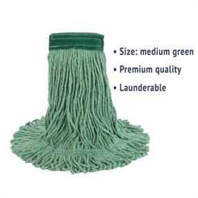 img 3 attached to UNISAN Super Loop Wet Mop Head, Cotton/Synthetic Blend, Medium Size, Green (502GN): Superior Cleaning for All Surfaces