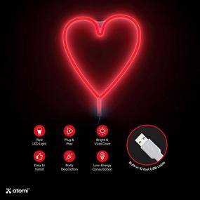 img 2 attached to ❤️ Atomi Smart Neon LED Light - Decorative Bedroom & Bar Wall Art with USB Power, 10 ft Cord - Red Heart