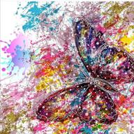 🦋 colorful butterfly diamond painting kit - 5d full drill round diamond art, diy gem embroidery rhinestone cross stitch craft for adults and kids - home wall decor (30x30 cm) logo