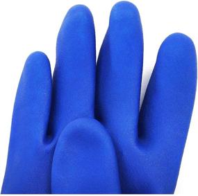 img 3 attached to 🧤 Oil-Resistant Dishwashing Gloves in Blue – Long Household Gloves