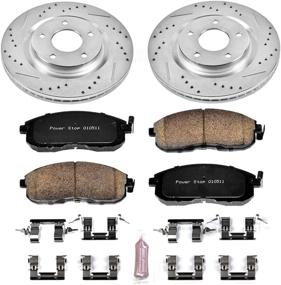 img 1 attached to Улучшите тормозные характеристики с набором Power Stop K6094 Front Z23 Carbon Fiber Brake Pads and Drilled & Slotted Brake Rotors Kit.