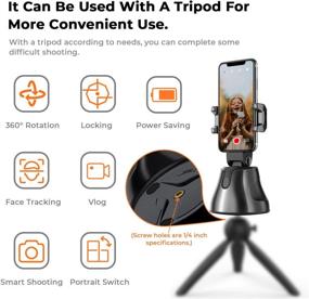 img 3 attached to 📸 Smartphone Selfie Stick Tripod with Auto Tracking Face Holder - 360° Rotation, Cell Phone Stand for Live Streaming (Includes 3 AA Batteries)