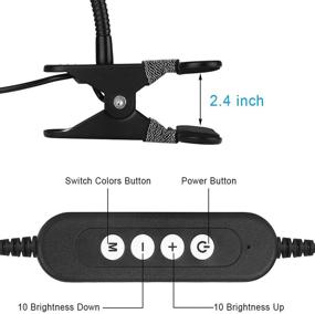 img 2 attached to 🔦 Beyoxfath LED Clip Reading Light: 30 LEDs USB Clip-on Lamp with 3 Color Modes, 10 Levels Dimmer, and 360° Flexible Gooseneck