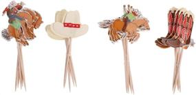 img 2 attached to 🤠 iMagitek Set of 48 Western Cowboy Cupcake Toppers Picks - Cake Decorations for Birthday Party and Baby Shower