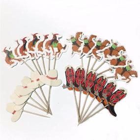 img 1 attached to 🤠 iMagitek Set of 48 Western Cowboy Cupcake Toppers Picks - Cake Decorations for Birthday Party and Baby Shower