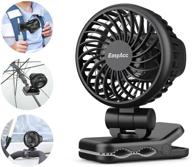 easyacc portable clip fan - baby stroller cooling fans with strong wind, 3 speeds, 720° rotation, rechargeable 2000mah battery, clip-on backpack fan for children/students (black) logo