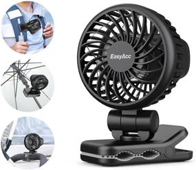 img 4 attached to EasyAcc Portable Clip Fan - Baby Stroller Cooling Fans with Strong Wind, 3 Speeds, 720° Rotation, Rechargeable 2000mAh Battery, Clip-on Backpack Fan for Children/Students (Black)