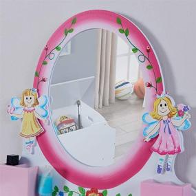 img 2 attached to Adorable Pink Kids' Vanity Set with Mirror - Perfect Little Girls Makeup Vanities for Child's Bedroom - Premium Wooden Furniture