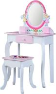 adorable pink kids' vanity set with mirror - perfect little girls makeup vanities for child's bedroom - premium wooden furniture логотип