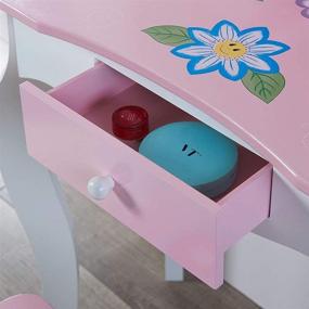 img 1 attached to Adorable Pink Kids' Vanity Set with Mirror - Perfect Little Girls Makeup Vanities for Child's Bedroom - Premium Wooden Furniture